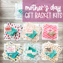Load image into Gallery viewer, Image with 8 different gift basket kits. 
