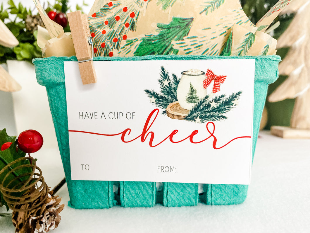 CUSTOMIZABLE Cup of Cheer Tags (Cozy Christmas)--INSTANT DOWNLOAD