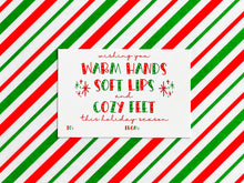 Load image into Gallery viewer, CUSTOMIZABLE Warm Hands, Soft Lips &amp; Cozy Toes (Merry &amp; Bright) Tags-INSTANT DOWNLOAD
