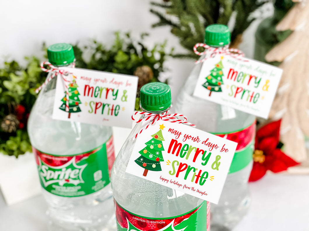 CUSTOMIZABLE Merry and Sprite Tags--INSTANT DOWNLOAD